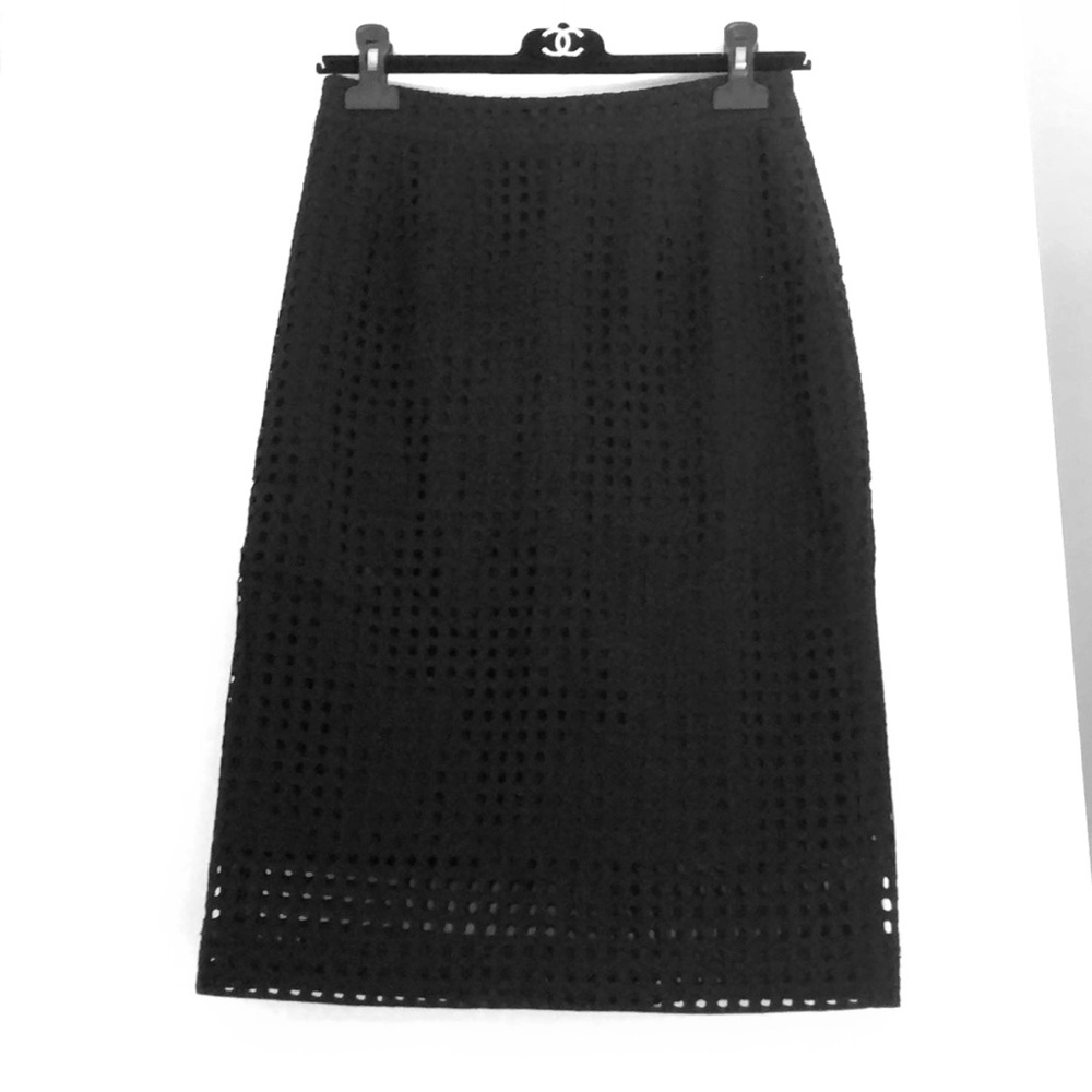 Black Textured Pencil Skirt